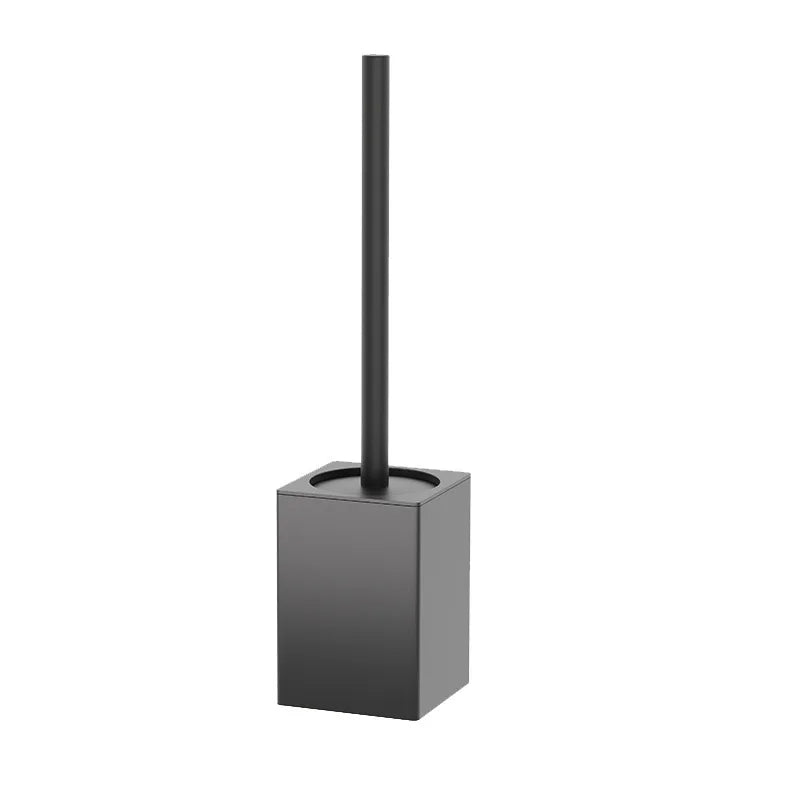 DecorBites™ Black Aluminum Toilet Brush Holder Set with Scrub Brush