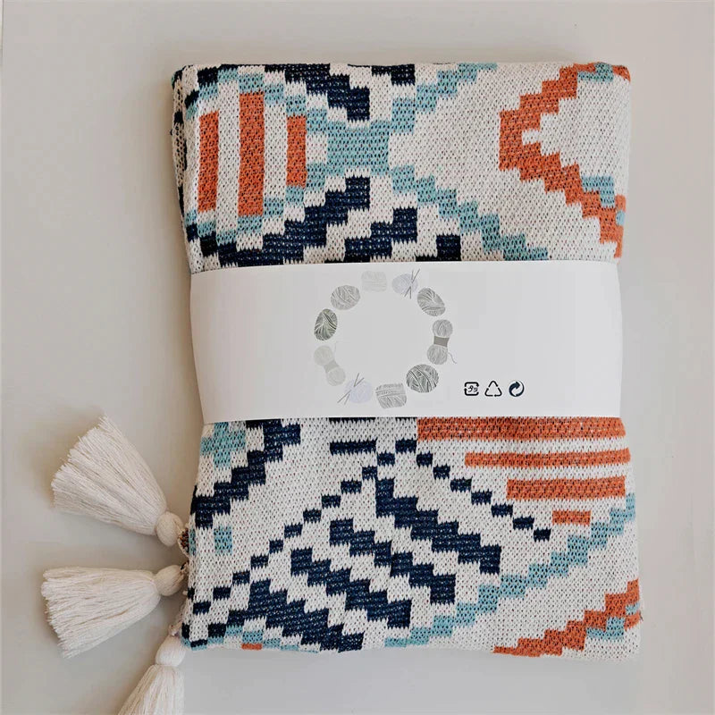 DecorBites™ Boho Geometric Summer Blanket - Thin & Breathable Quilt for Children and Adults