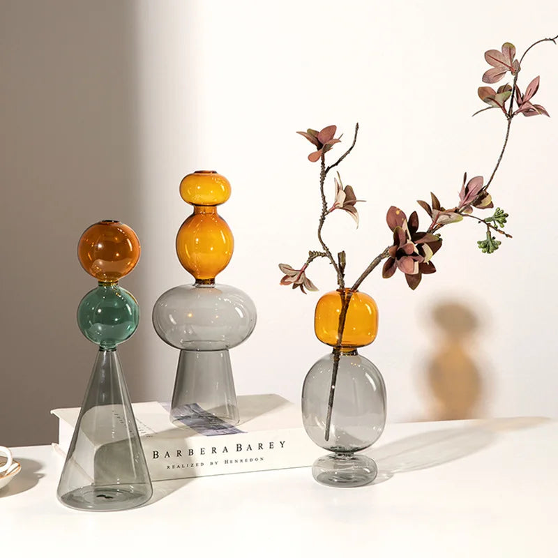 DecorBites™ Double Glazing Stained Glass Vase Hydroponic Terrarium Home Decor Floral Arrangement