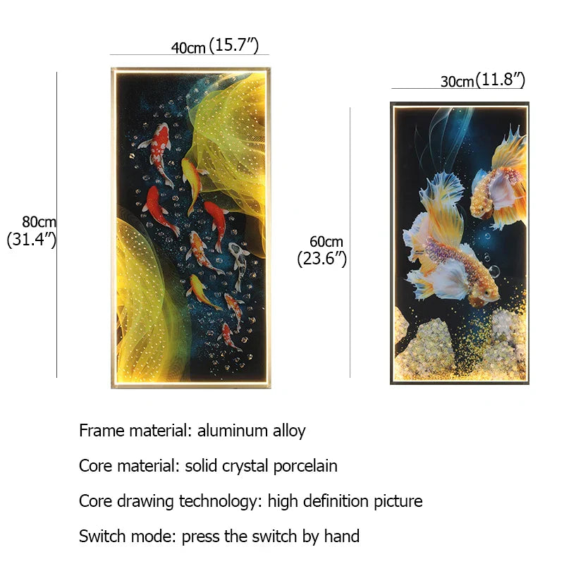 DecorBites™ Gold Fish LED Picture Wall Light for Home Decor & Bedroom Aisle
