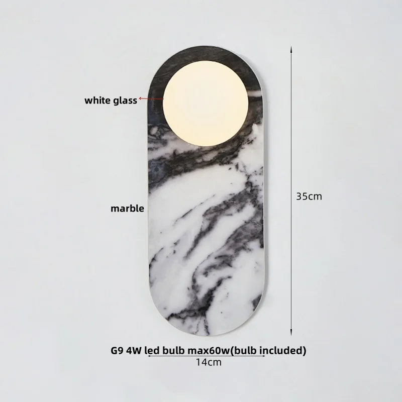 DecorBites™ LED Wall Light: French Luxury Glass Globe Stone Wall Lamp Fixture