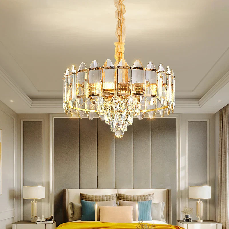 DecorBites™ Crystal Chandelier: American Luxury LED Pendant for Living Room, Dining Room, and Bedroom