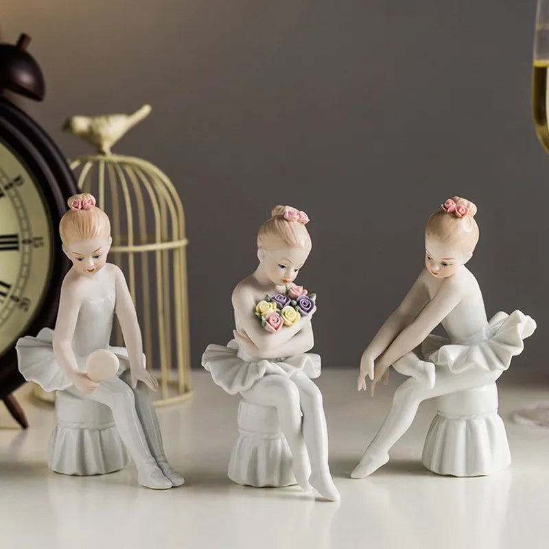 DecorBites™ Ceramic Ballet Girl Figurine: Home Decor, Living Room, Bedroom, Kids Gift
