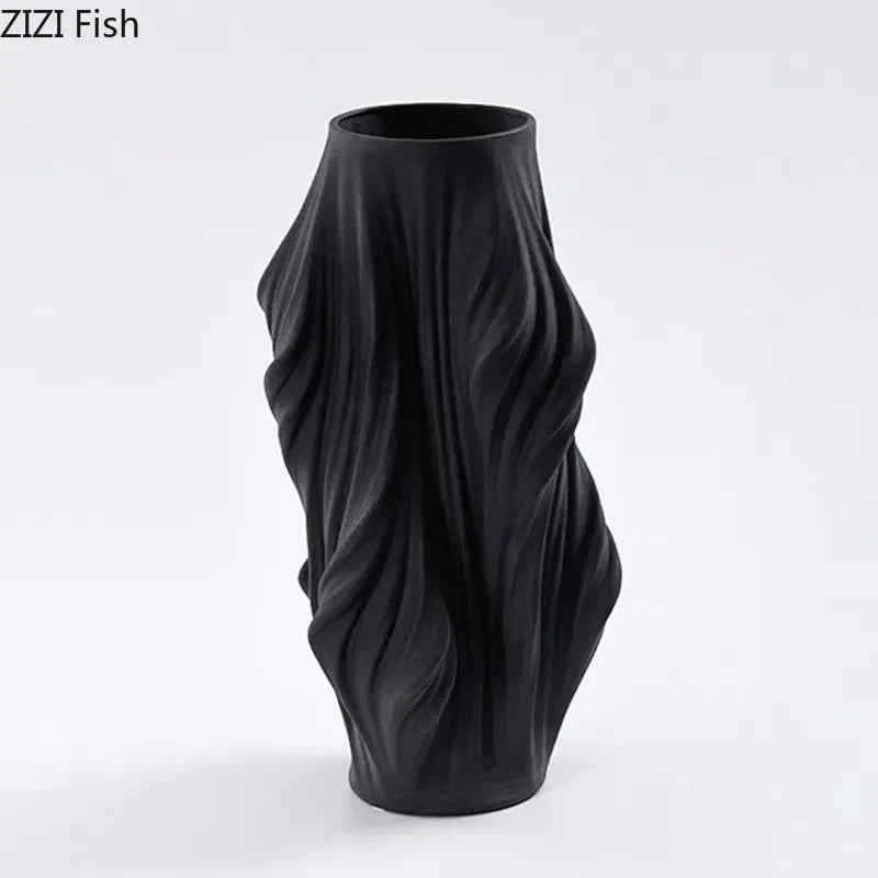 DecorBites™ Ceramic Vase with Artificial Flowers for Desk Decoration and Room Aesthetics