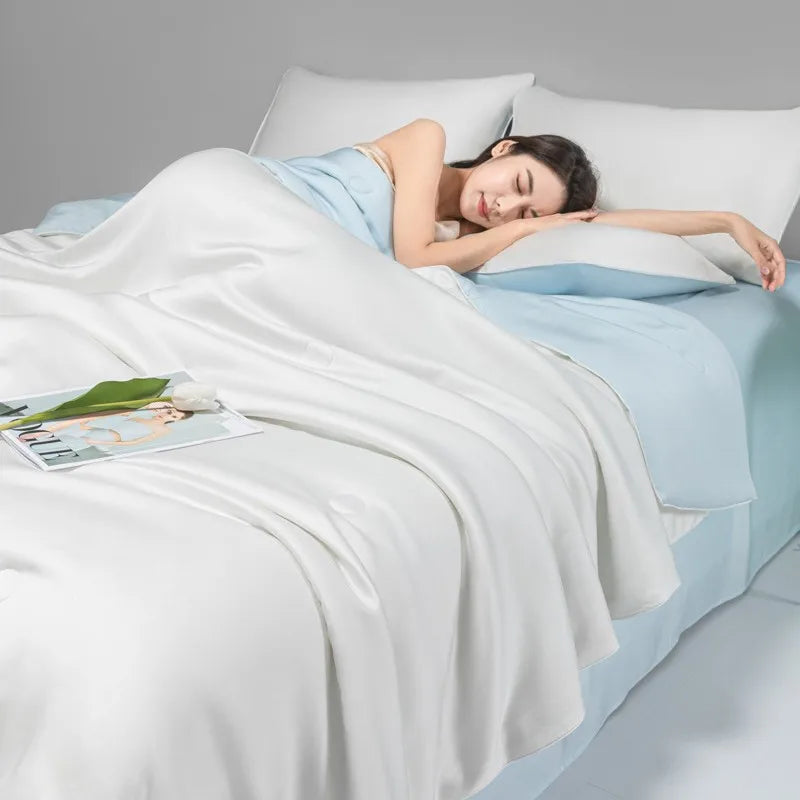 DecorBites™ Cool Ice Silk Summer Quilt Set for Single Double Beds