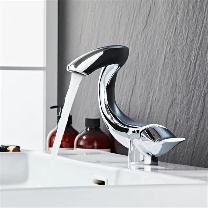 DecorBites™ Black Gold Brass Bathroom Faucet Mixer Sink Tap Deck Mounted Chrome Gray