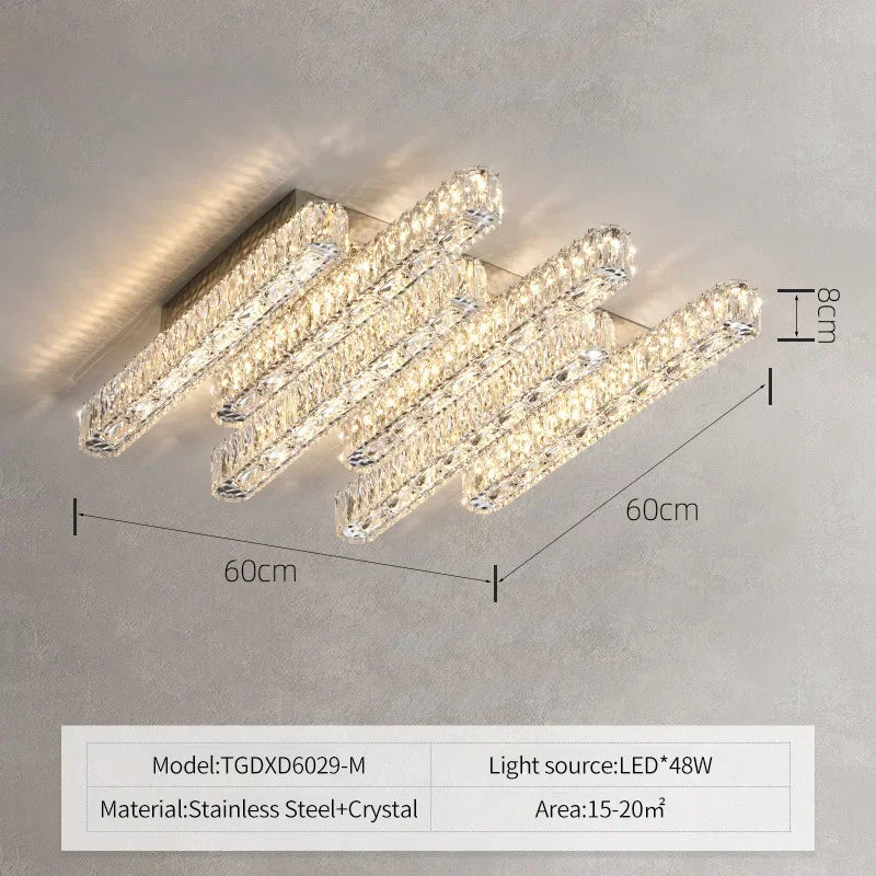 DecorBites™ Crystal Liner Ceiling Chandelier: Modern Luxury Dimmable LED Lighting Fixture
