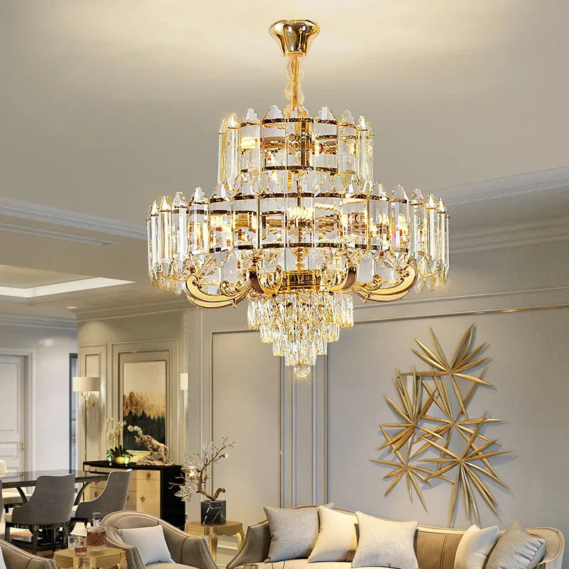 DecorBites™ Crystal Chandelier: American Luxury LED Pendant for Living Room, Dining Room, and Bedroom