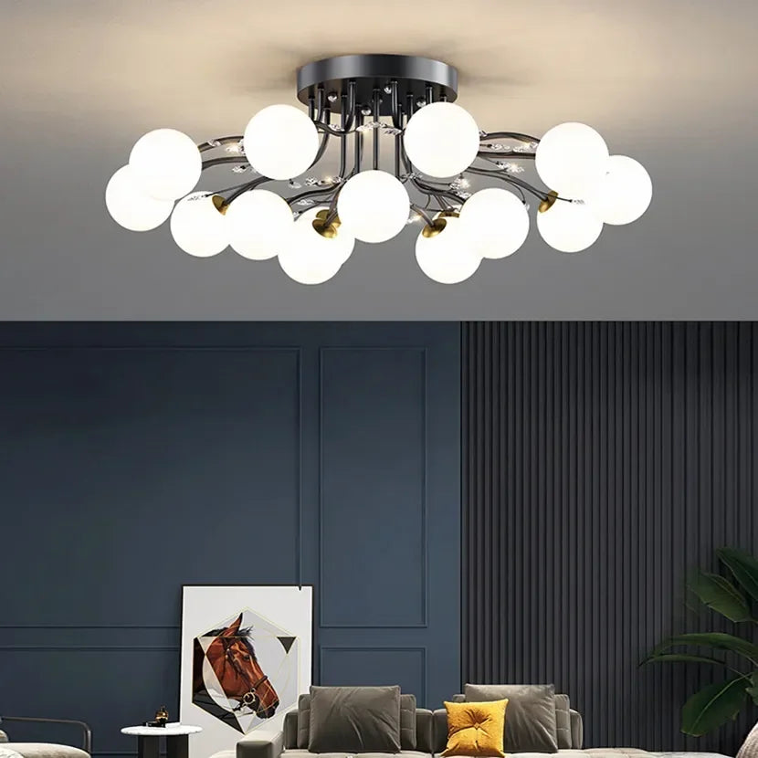 DecorBites™ Black Gold Chandelier with Clear Star Glass Ball Pendant Lights