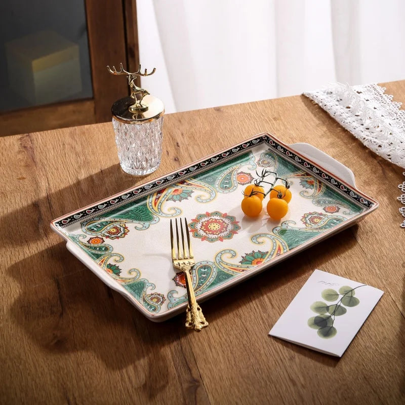 DecorBites™ Ice Crack Tray: Moroccan Food Plate, Middle East Holder Tray for Home Kitchen