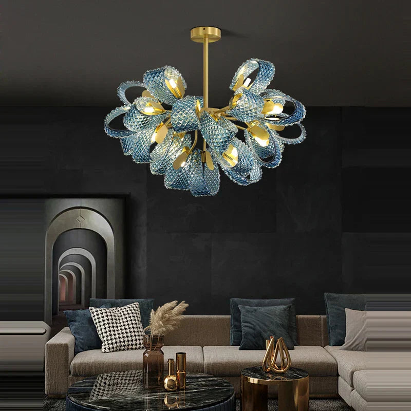 DecorBites™ Blue Queen Crystal Glass Ceiling Chandelier for Bedroom