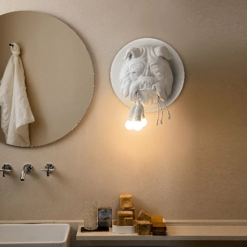 DecorBites™ Bulldog Resin Wall Lamp for Stylish Home Decor Lighting