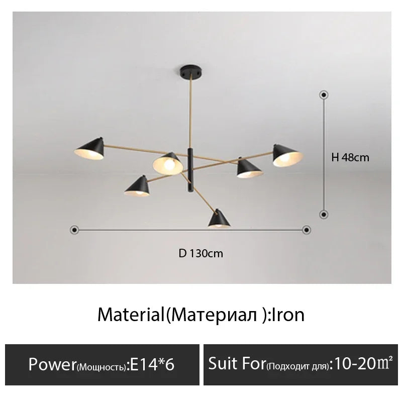DecorBites™ Cone Shade Chandelier: Minimalist Nordic Design for Living and Dining Rooms