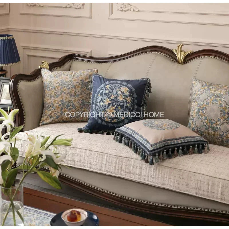 DecorBites™ Camellia Floral Velvet Cushion Cover for Sofa Couch Bed - Luxe European Style