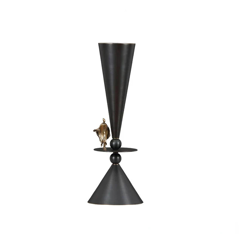 DecorBites™ Bronze Flower Vase: Metal Handicrafts Geometric Art Home Decor Bottle