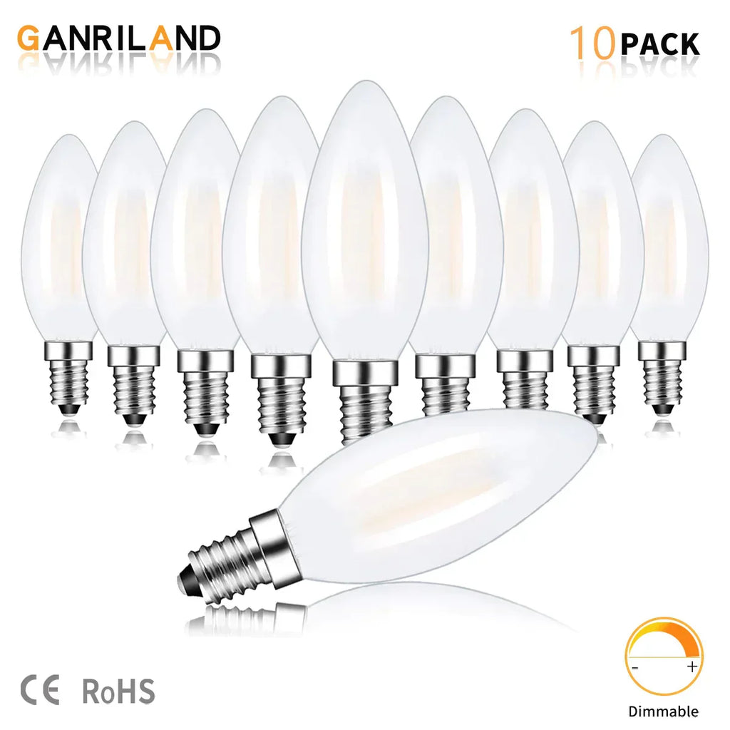 DecorBites™ Frosted Led Candle Light Bulbs Dimmable E12 E14 Base Warm White 2700K