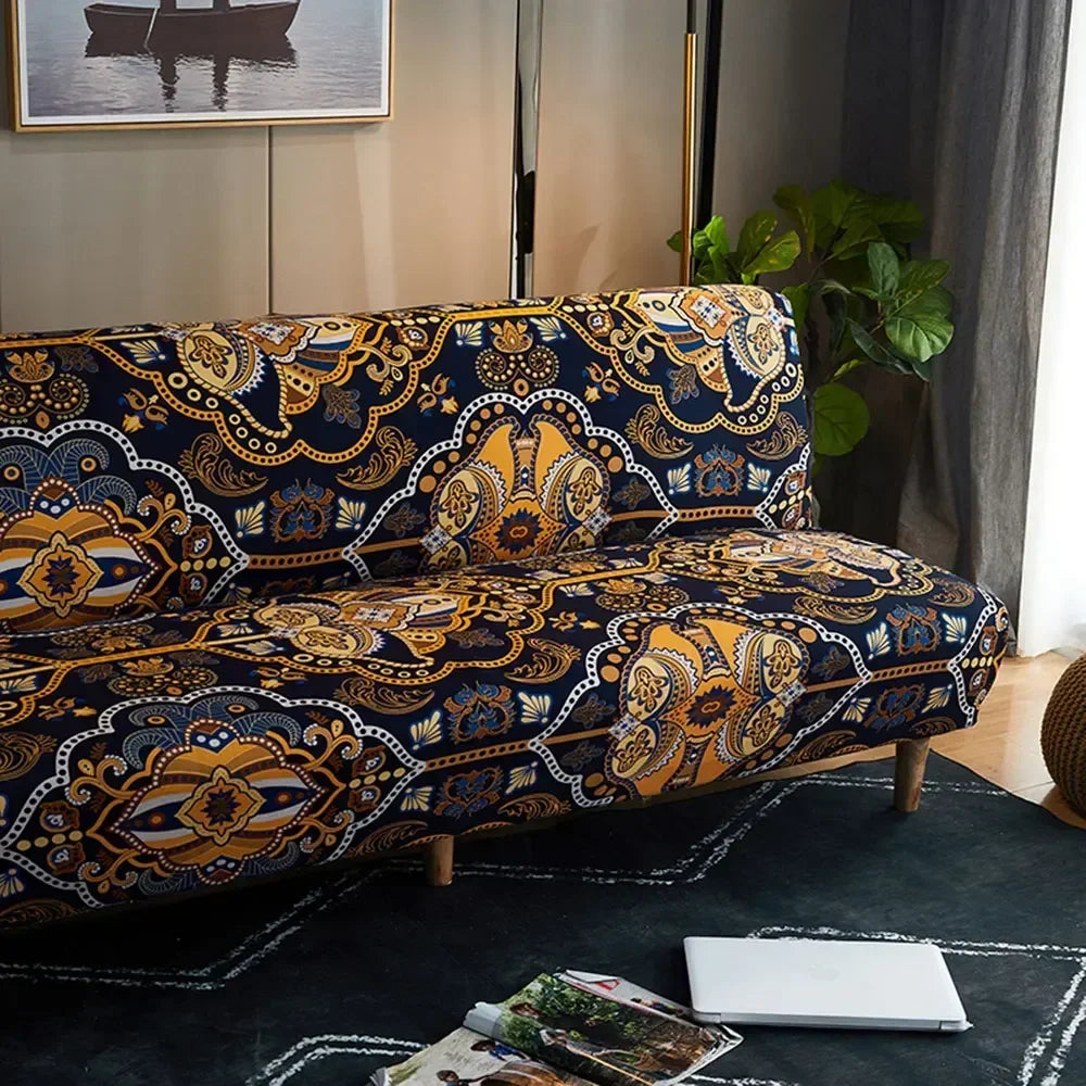 DecorBites™ Bohemian Mandala Futon Sofa Cover - No Armrest Couch Slipcover