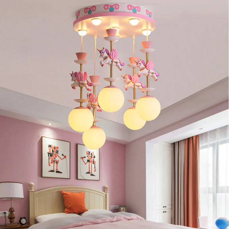DecorBites™ Children's Carousel LED Chandeliers: Nordic Princess Decor Pendant Lights for Living Room