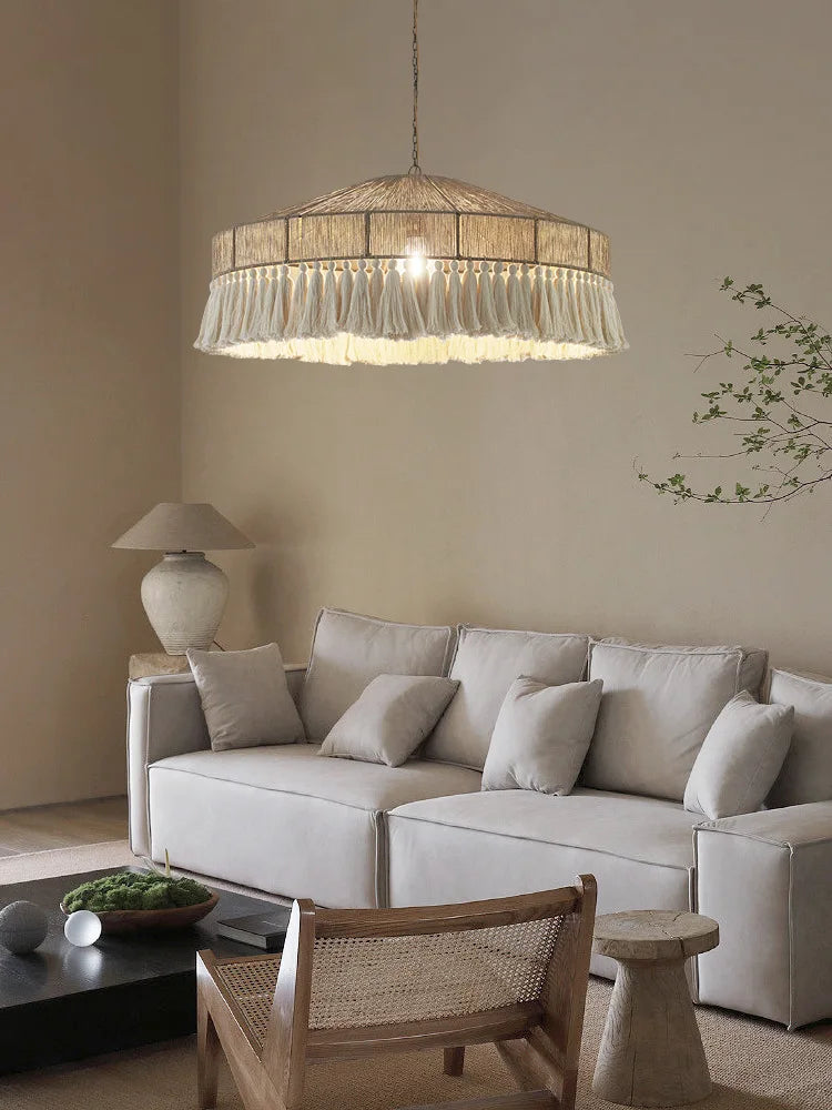 DecorBites™ Bohemian Tassel Chandelier: Handmade Nordic Pendant Lamp for Bedroom, Living Room, Kitchen
