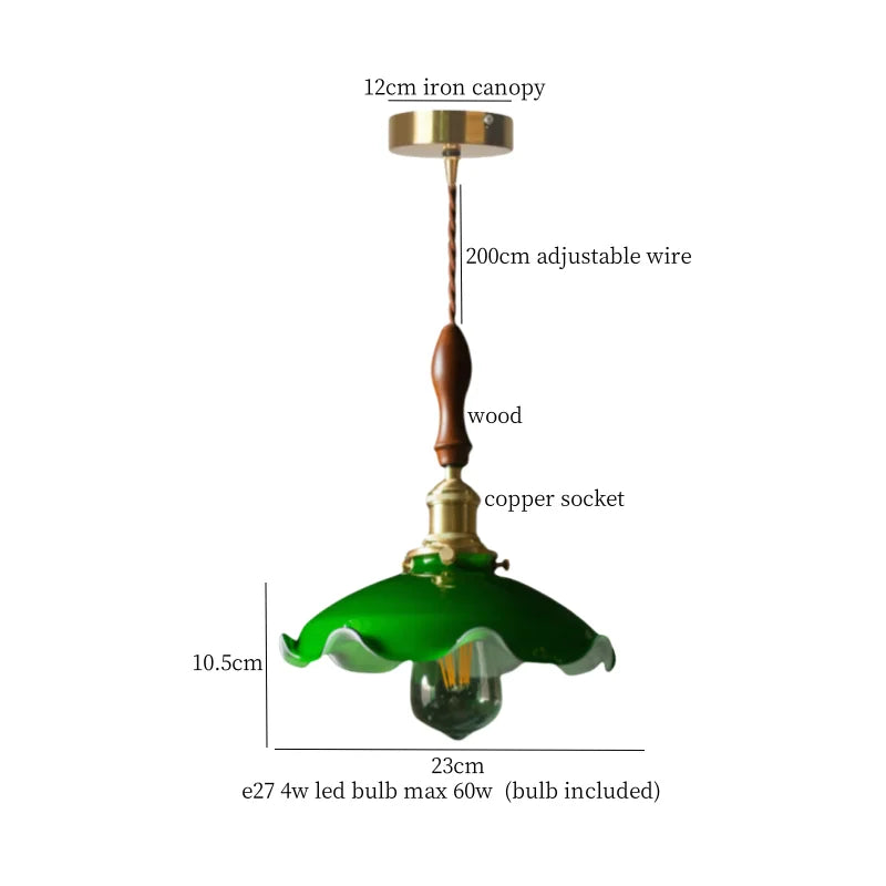 DecorBites™ Green Glass LED Pendant Lamp for Living & Dining Room Decor