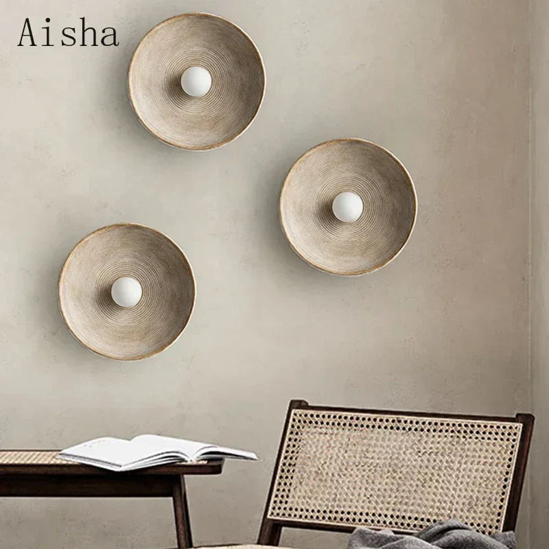 DecorBites™ Japanese Style Resin Wall Lamp - Retro Round Sconces Fixture