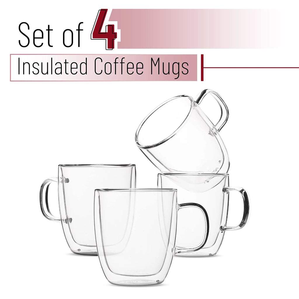 DecorBites™ Double Wall Glass Coffee Cup 250/350ml Heat Resistant Latte Milk Lemon Juice