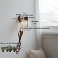 DecorBites™ LED Wall Lamp Sconce Walnut Wood Clear Glass Rotate Dining Room Mirror Light