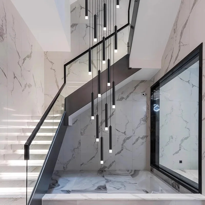 DecorBites™ LED Staircase Chandeliers: Modern Pendant Light Lamps for Living Room Decor