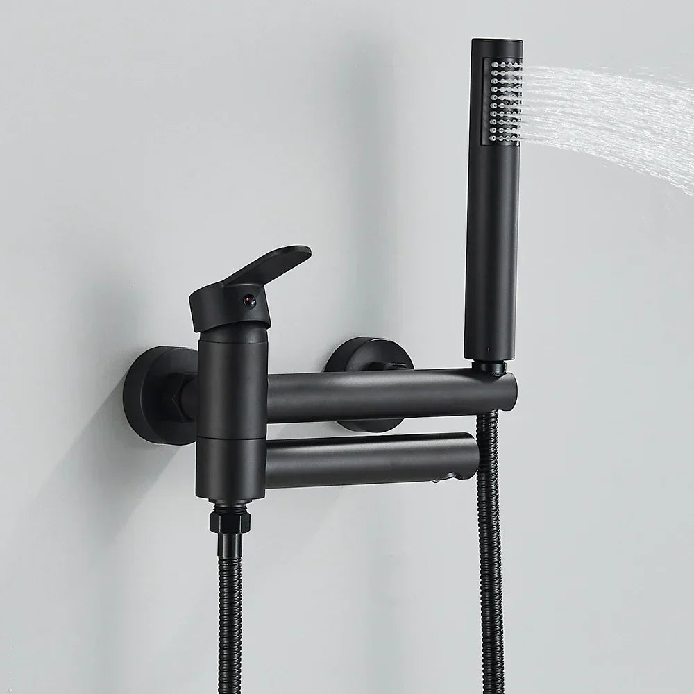 DecorBites™ Black Wall Mount Waterfall Tub Shower System Faucet