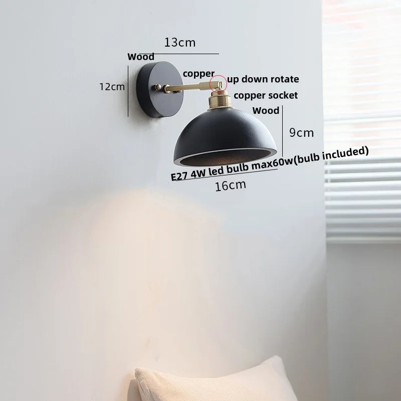 DecorBites™ Copper LED Wall Lights Pull Chain Switch Modern Bedside Lamp