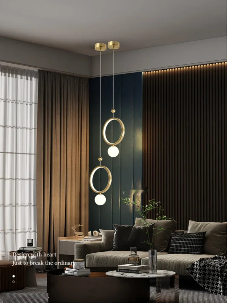 DecorBites™ Gold Ring LED Pendant Light for Living Bedroom Kitchen Island Decor