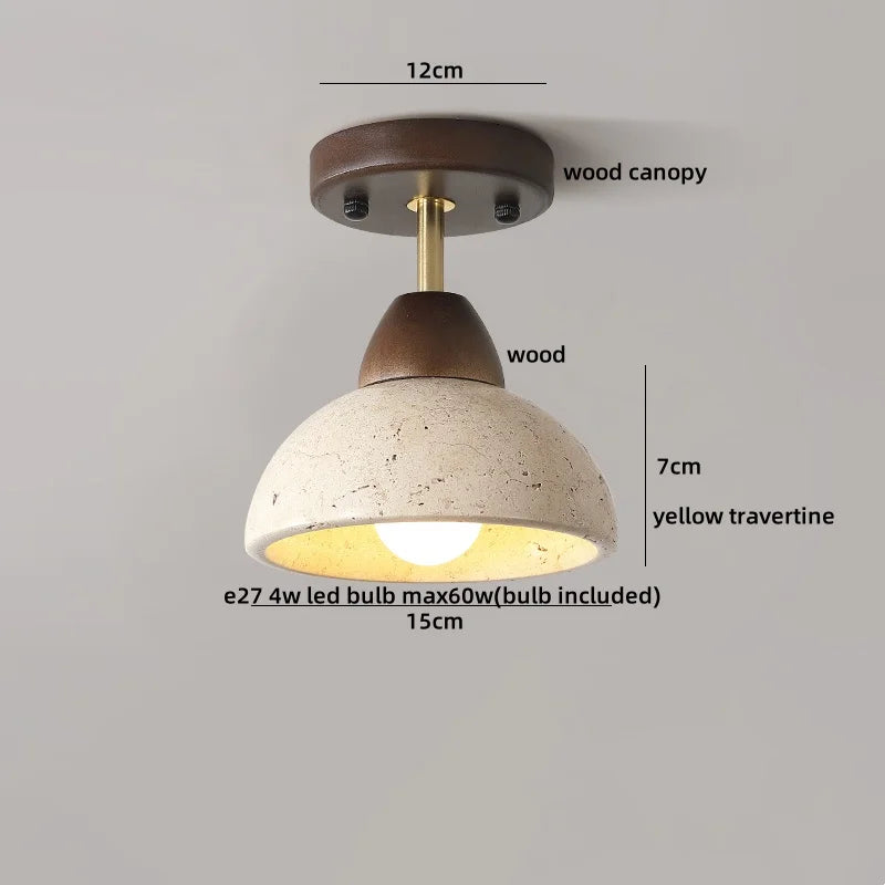 DecorBites™ Glass Ball LED Ceiling Light, Japan Style, Yellow Travertine, Restaurant Reading Décor