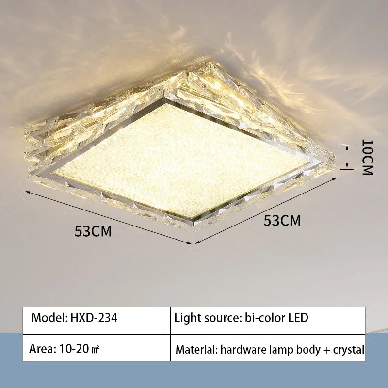 DecorBites™ Crystal Ceiling Lamp: Modern Gold Light Luxury LED Square Chrome Indoor Lighting