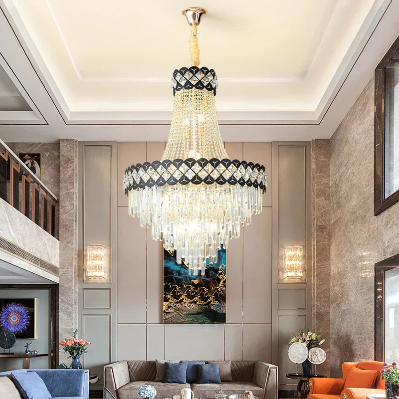 DecorBites™ Crystal Chandelier Spiral Staircase Living Room Lamp Texture Design