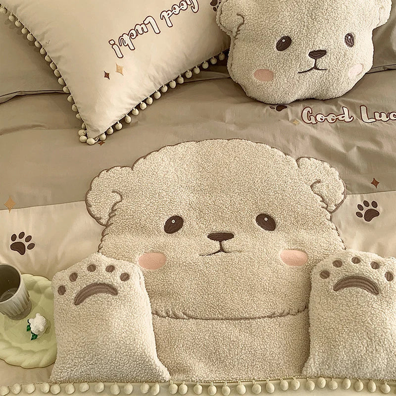 DecorBites™ Cartoon Bear Applique 100% Cotton Child Bedding Set - Single Quilt Cover