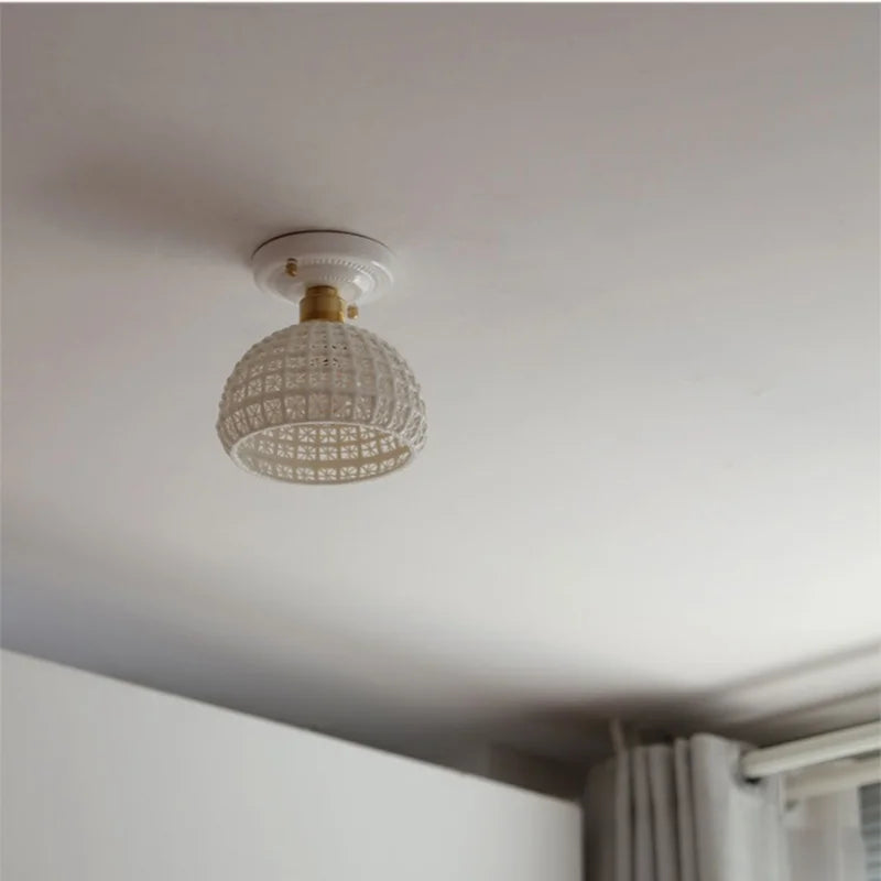 DecorBites™ Blue Hollow-out Ceramic LED Ceiling Lamp
