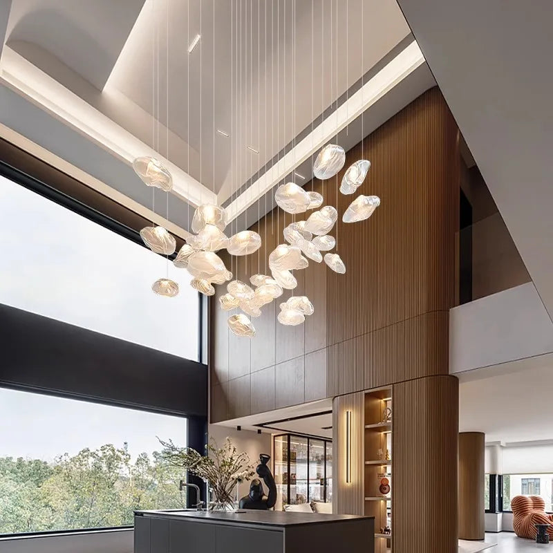 DecorBites™ Crystal Chandelier: Modern Home Stair Pendant Lamp for Living Room Interior Lighting
