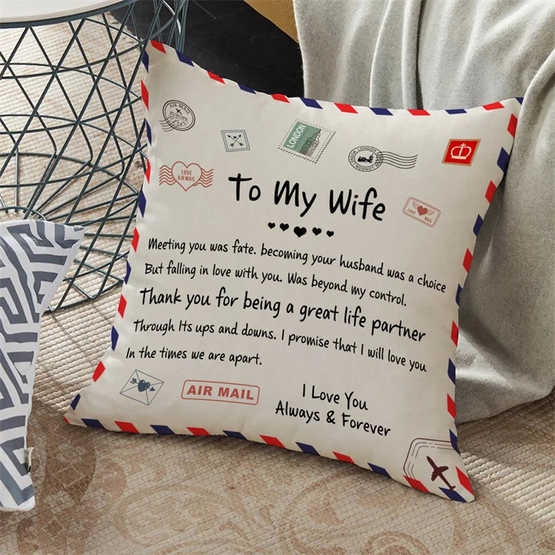 DecorBites™ Love Mom Cushion Cover 45x45cm - Family Anniversary Gift - Nordic Design