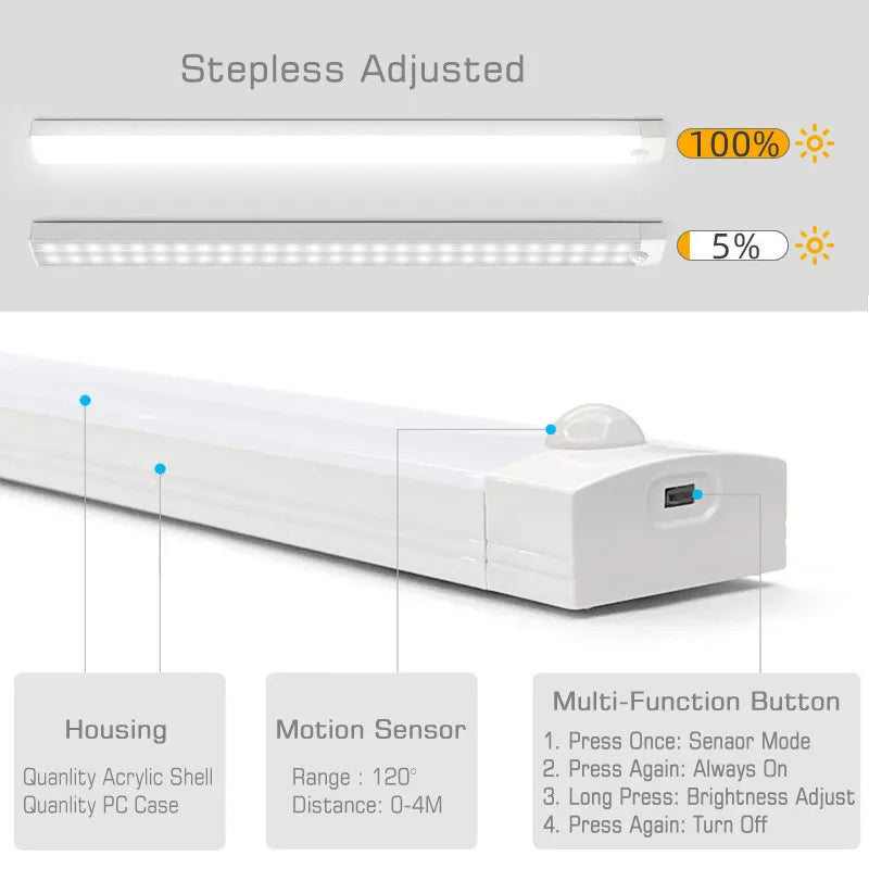 DecorBites™ LED Motion Sensor Light Bar Night Lights USB Rechargeable Handheld Lamp