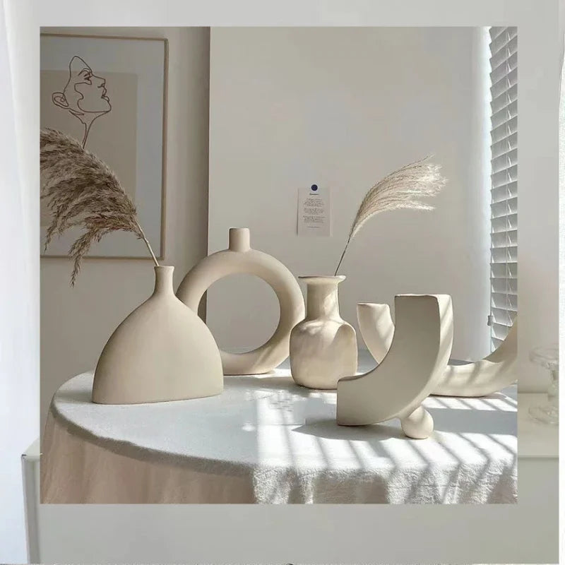 DecorBites™ Ceramic Art Vase: Modern, Simple, & Elegant Home Décor Ornaments for Living Room & Bedroom