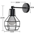 DecorBites™ Black Iron Cage Wall Lamp: Retro Indoor Sconce for Bedroom, Bar, and Reading