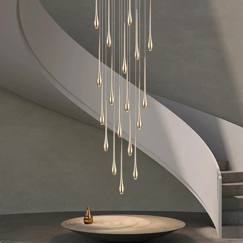 DecorBites™ Gold-Plated LED Ceiling Chandelier for Staircase, Living Room, Kitchen, Attic