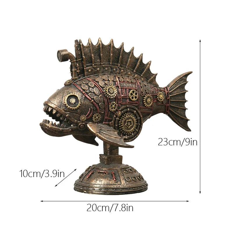 DecorBites™ Blackfish Resin Steampunk Whale Figurine Classic Home Office Decor