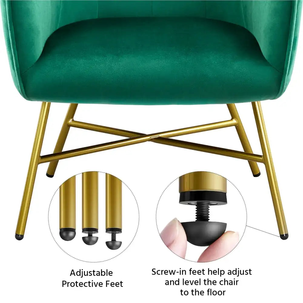 DecorBites™ Alden Design Velvet Club Accent Chair - Green Lounge Chair for Elegant Living Spaces