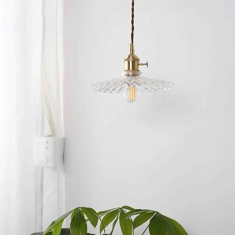 DecorBites™ Glass Copper LED Pendant Lamp with Wire Adjustment & Knob Switch
