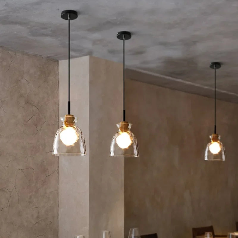 DecorBites™ Clear Glass Pendant Lamp with LED Lights for Home Decor