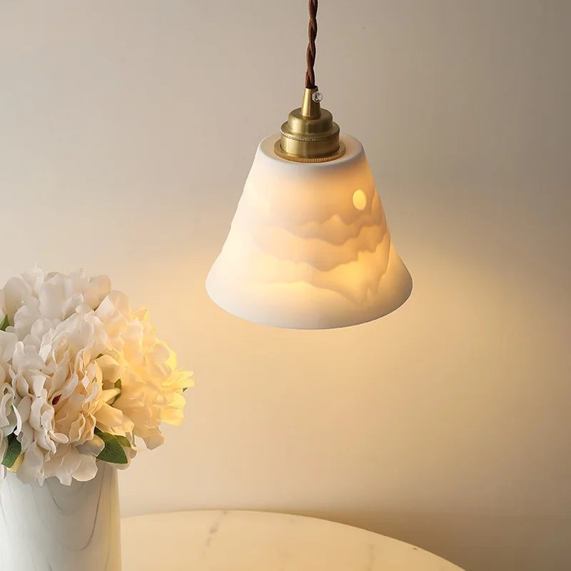 DecorBites™ Ceramic LED Pendant Lamp: Adjustable Modern Hanging Light for Kitchen, Dining Room, Bar