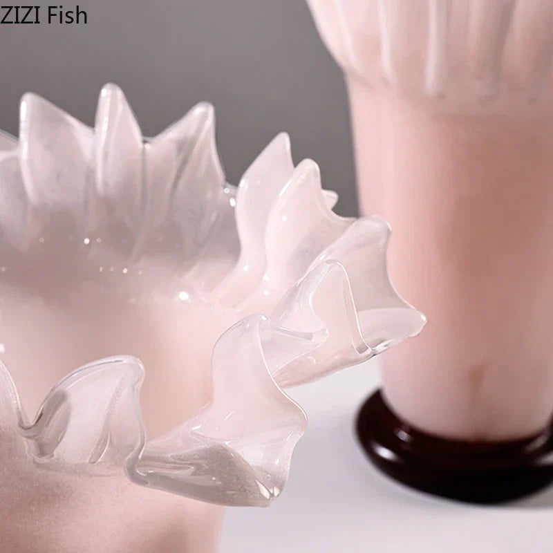 DecorBites™ Lotus Leaf Edge Glass Vase: Table Flower Arrangement Room Decor Aesthetic