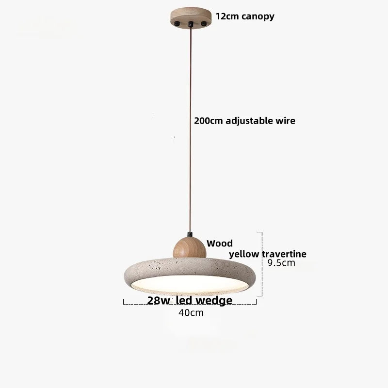 DecorBites™ LED Pendant Lamp Black Iron Wabi Sabi Hanging Light - Yellow Travertine