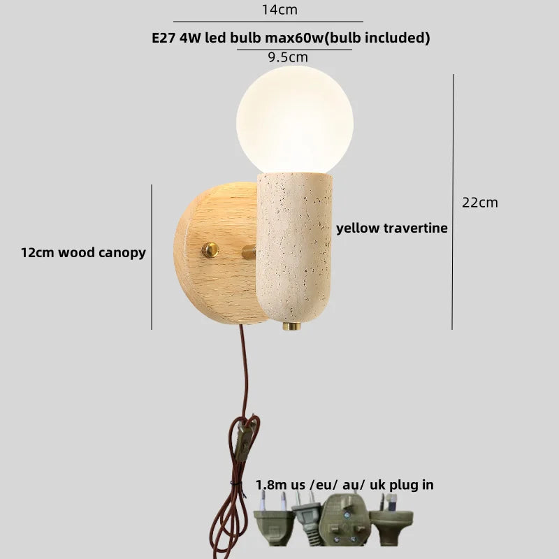 DecorBites™ Copper LED Wall Light Fixture Nordic Modern Plug In Bedside Lamp